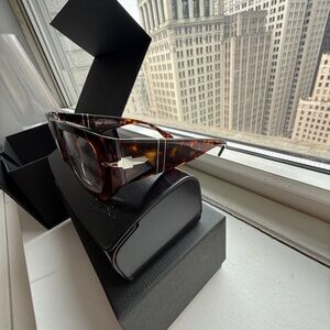 Persol Tortoiseshell Brown Acetate Glasses with Clear Lenses